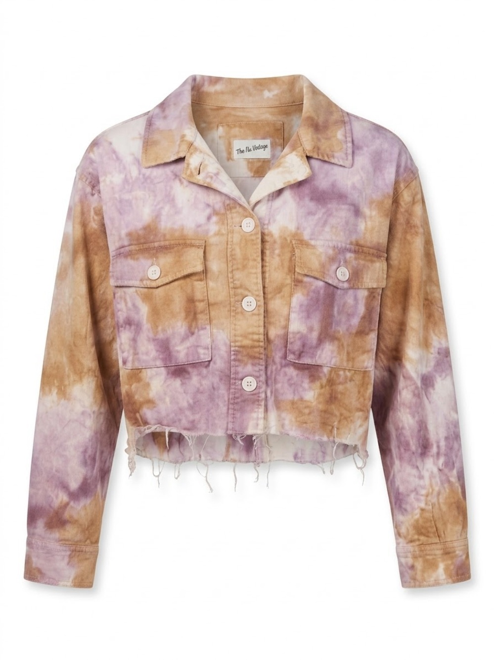 NU VINTAGE / Tie-Dye Cropped Utility Jacket / Lavender & Tan/ M / NWT / PTP-21”